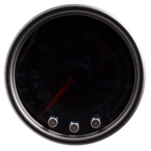 Load image into Gallery viewer, AutoMeter P30252 GAUGE, VAC/BOOST, 2 1/16", 30INHG-30PSI, STEPPER MTR W/PK &amp; WRN, BK/SMK/BK, SPEK