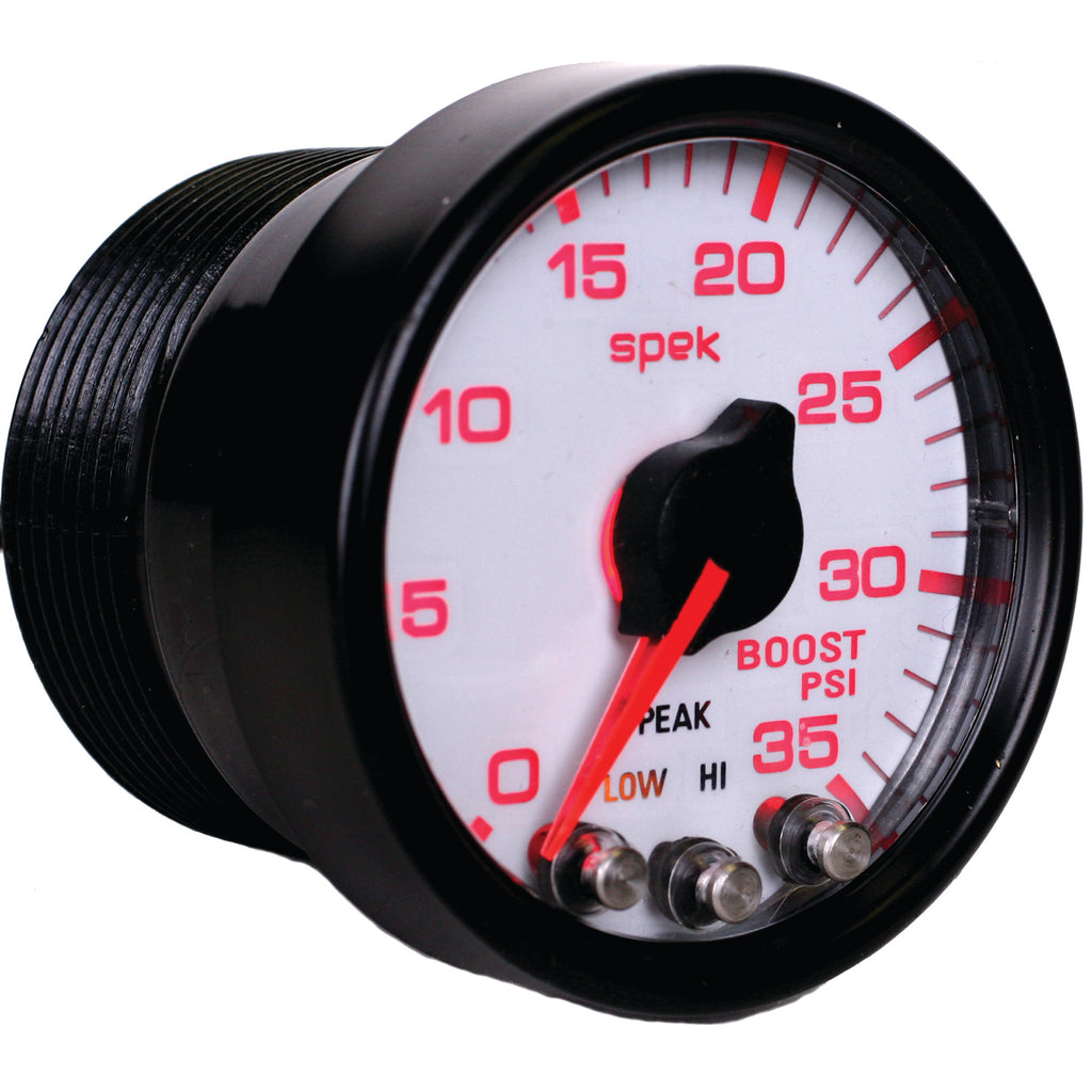 AutoMeter P30312 GAUGE, BOOST, 2 1/16", 35PSI, STEPPER MOTOR W/PEAK & WARN, WHITE/BLACK, SPEK-PRO
