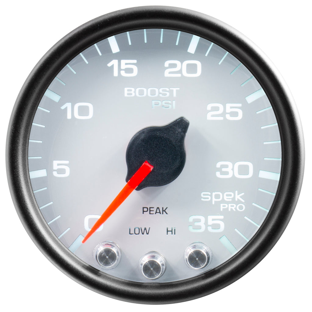 AutoMeter P30312 GAUGE, BOOST, 2 1/16", 35PSI, STEPPER MOTOR W/PEAK & WARN, WHITE/BLACK, SPEK-PRO