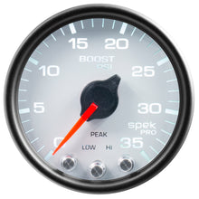 Load image into Gallery viewer, AutoMeter P30312 GAUGE, BOOST, 2 1/16", 35PSI, STEPPER MOTOR W/PEAK &amp; WARN, WHITE/BLACK, SPEK-PRO