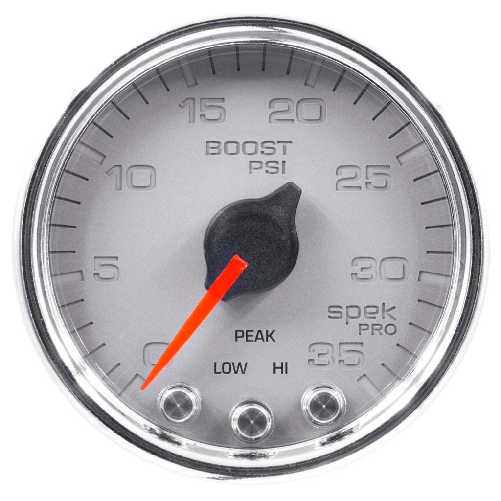 AutoMeter P30321 GAUGE, BOOST, 2 1/16", 35PSI, STEPPER MOTOR W/PEAK & WARN, SLVR/CHRME, SPEK-PRO