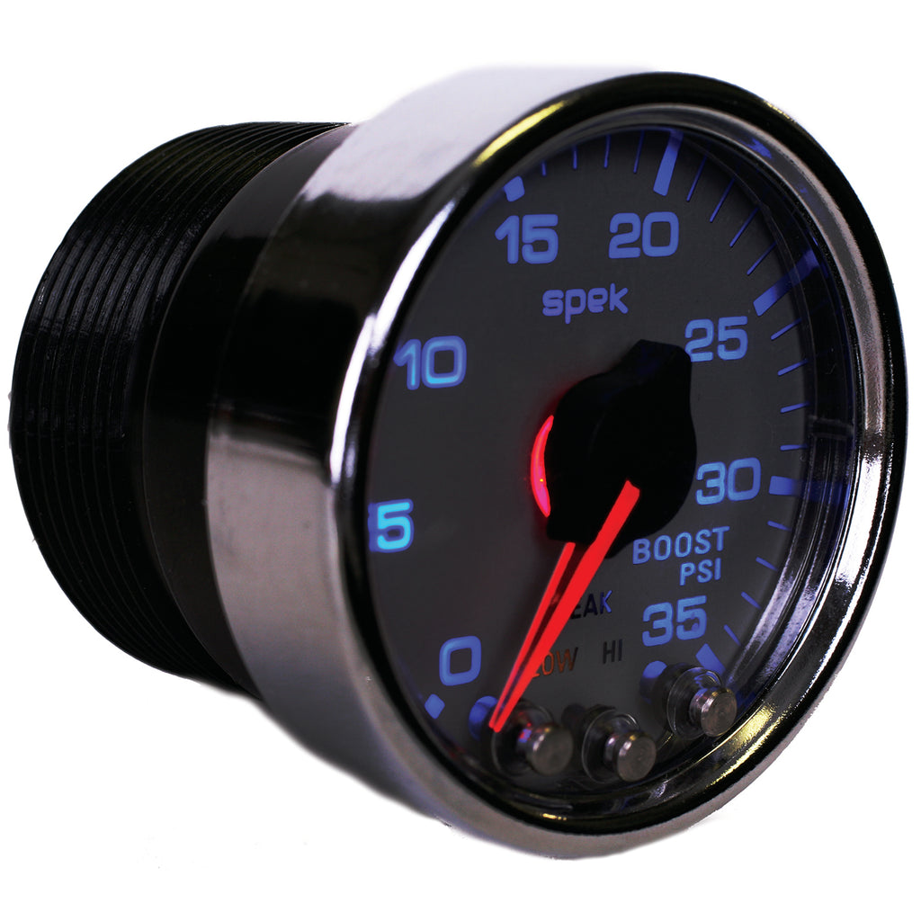 AutoMeter P30321 GAUGE, BOOST, 2 1/16", 35PSI, STEPPER MOTOR W/PEAK & WARN, SLVR/CHRME, SPEK-PRO