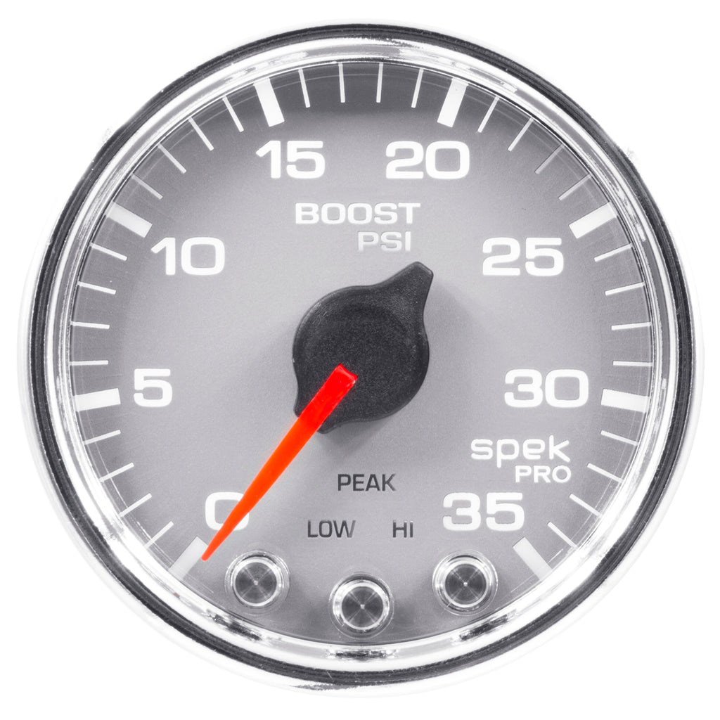 AutoMeter P30321 GAUGE, BOOST, 2 1/16", 35PSI, STEPPER MOTOR W/PEAK & WARN, SLVR/CHRME, SPEK-PRO
