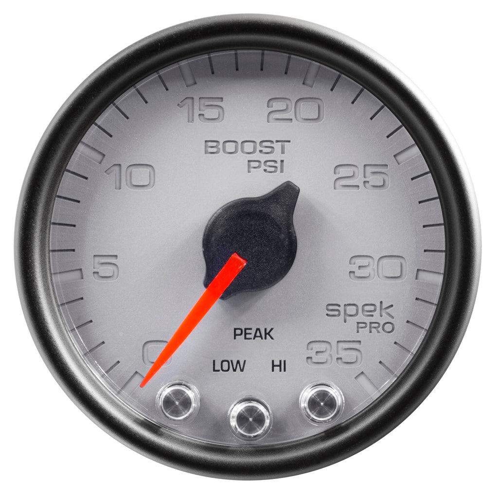 AutoMeter P30322 GAUGE, BOOST, 2 1/16", 35PSI, STEPPER MOTOR W/PEAK & WARN, SILVER/BLK, SPEK-PRO