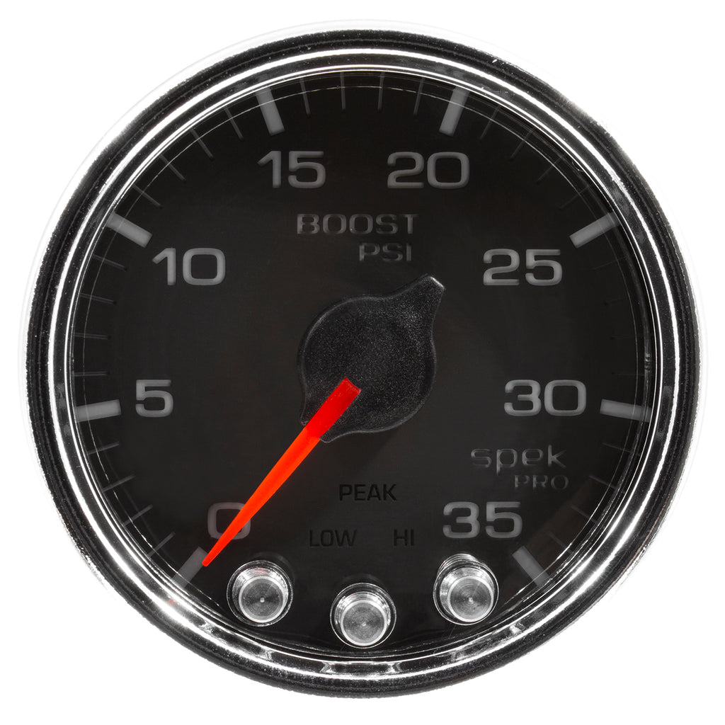 AutoMeter P30331 GAUGE, BOOST, 2 1/16", 35PSI, STEPPER MOTOR W/PEAK & WARN, BLK/CHROME, SPEK-PRO