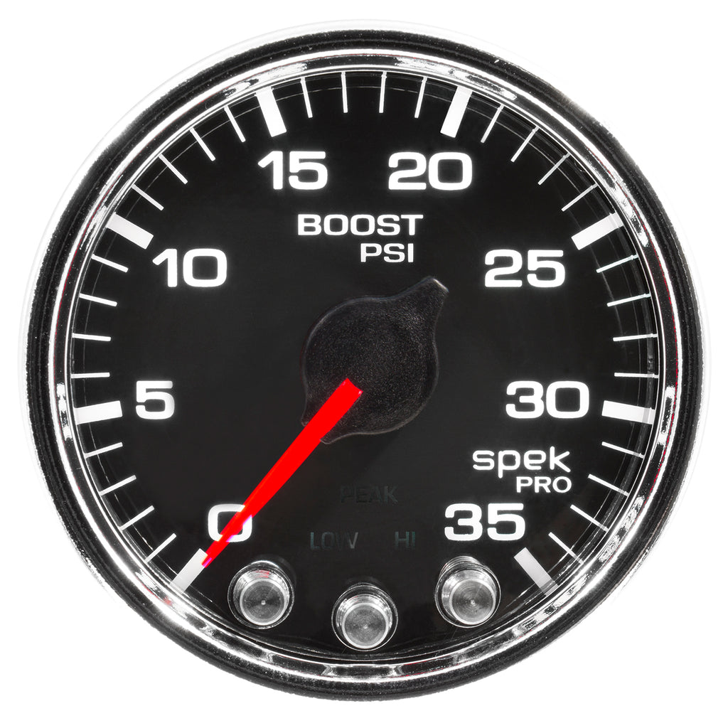 AutoMeter P30331 GAUGE, BOOST, 2 1/16", 35PSI, STEPPER MOTOR W/PEAK & WARN, BLK/CHROME, SPEK-PRO