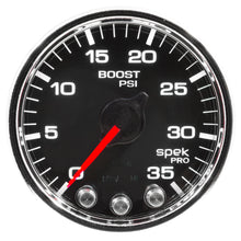 Load image into Gallery viewer, AutoMeter P30331 GAUGE, BOOST, 2 1/16", 35PSI, STEPPER MOTOR W/PEAK &amp; WARN, BLK/CHROME, SPEK-PRO