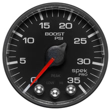 Load image into Gallery viewer, AutoMeter P303328 GAUGE, BOOST, 2 1/16", 35PSI, STEPPER MOTOR W/PEAK &amp; WARN, BLACK/BLACK, SPEK-PRO
