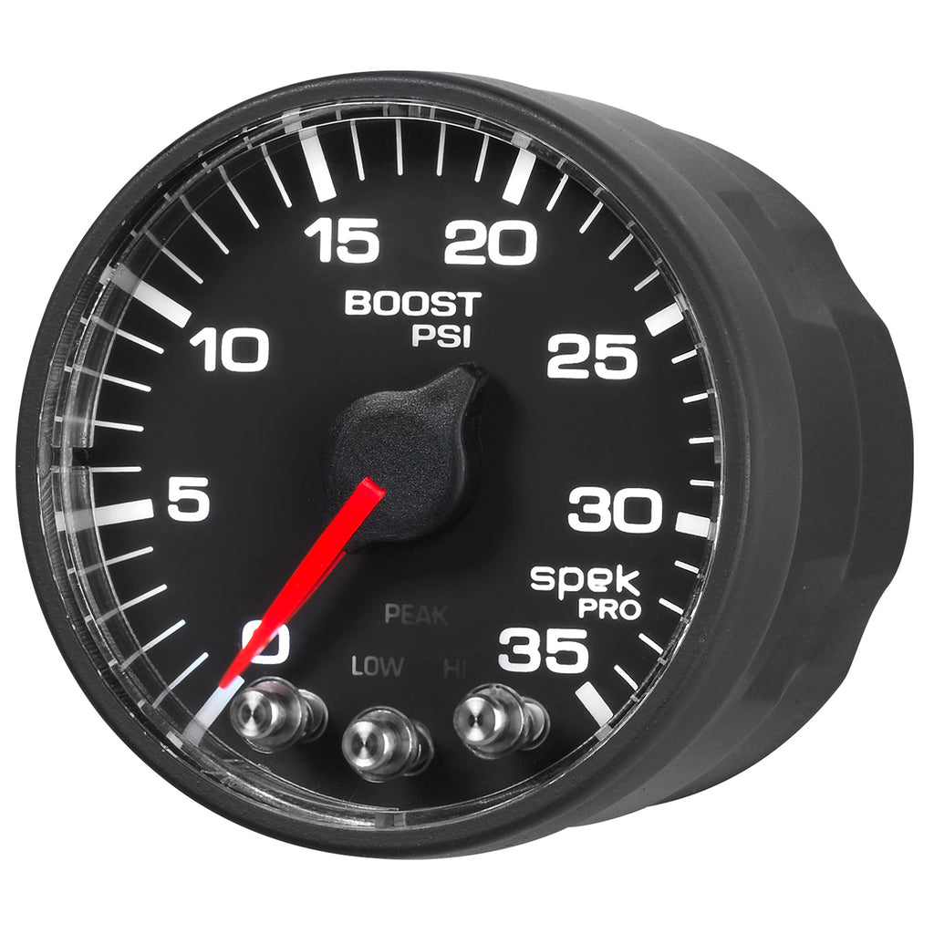 AutoMeter P303328 GAUGE, BOOST, 2 1/16", 35PSI, STEPPER MOTOR W/PEAK & WARN, BLACK/BLACK, SPEK-PRO