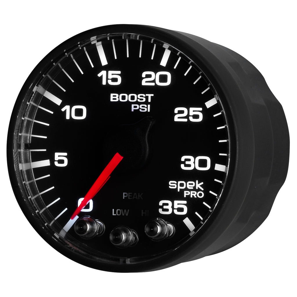 AutoMeter P303328 GAUGE, BOOST, 2 1/16", 35PSI, STEPPER MOTOR W/PEAK & WARN, BLACK/BLACK, SPEK-PRO