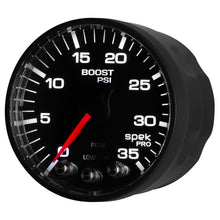 Load image into Gallery viewer, AutoMeter P303328 GAUGE, BOOST, 2 1/16", 35PSI, STEPPER MOTOR W/PEAK &amp; WARN, BLACK/BLACK, SPEK-PRO
