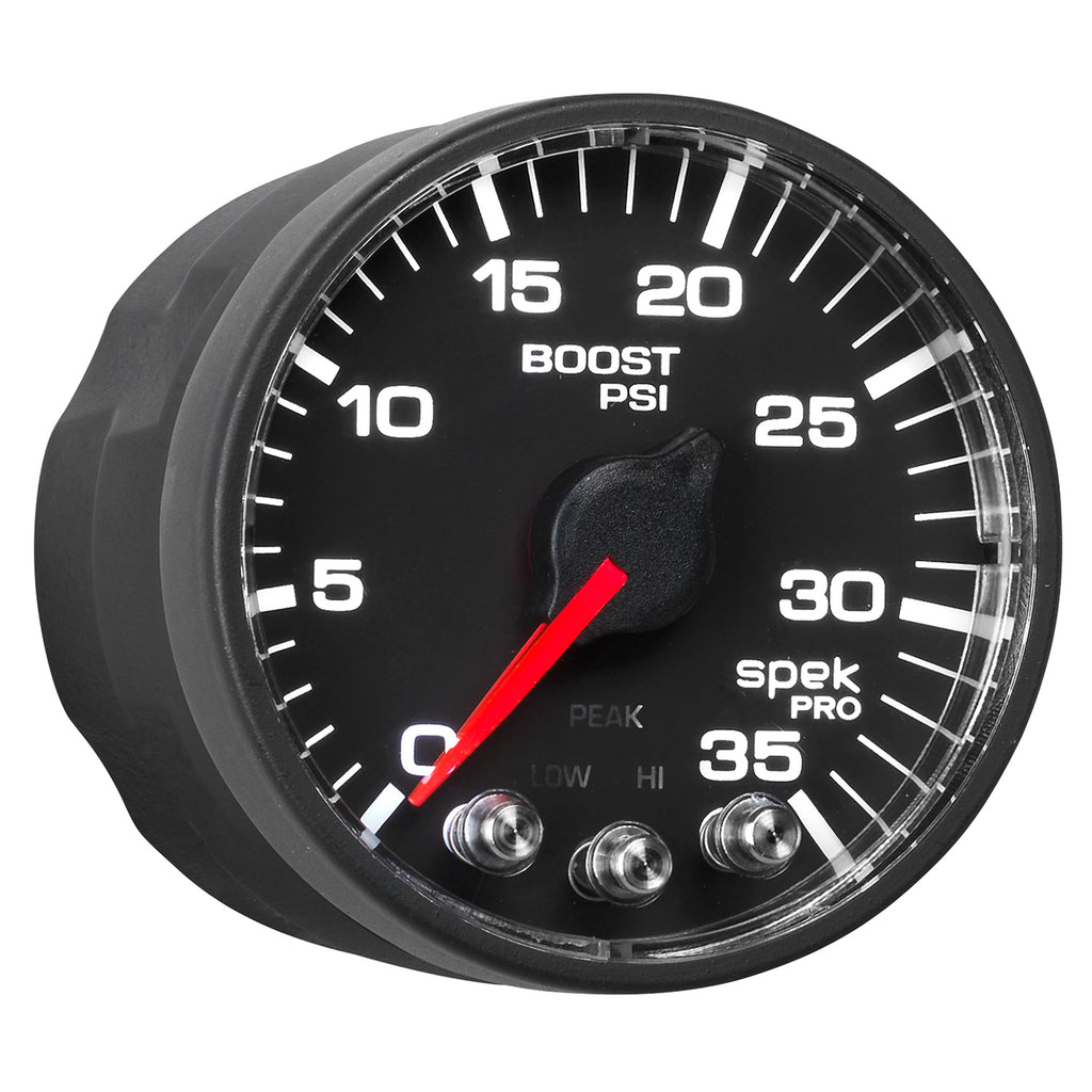 AutoMeter P303328 GAUGE, BOOST, 2 1/16", 35PSI, STEPPER MOTOR W/PEAK & WARN, BLACK/BLACK, SPEK-PRO