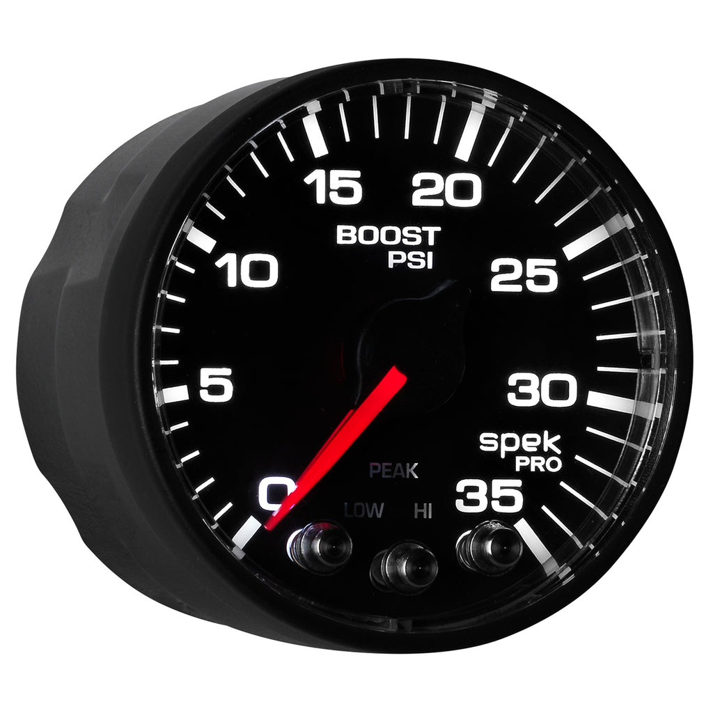AutoMeter P303328 GAUGE, BOOST, 2 1/16", 35PSI, STEPPER MOTOR W/PEAK & WARN, BLACK/BLACK, SPEK-PRO