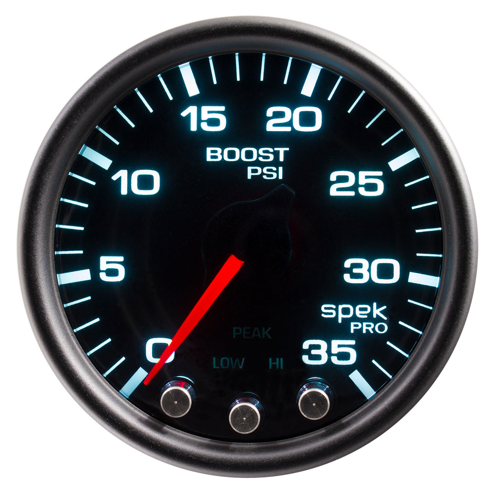AutoMeter P30352 GAUGE, BOOST, 2 1/16", 35PSI, STEPPER MOTOR W/PEAK & WARN, BLK/SMOKE//BLK, SPEK