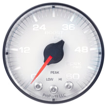 Load image into Gallery viewer, AutoMeter P304128 GAUGE, BOOST, 2 1/16", 60PSI, STEPPER MOTOR W/PEAK &amp; WARN, WHT/BLK, SPEK-PRO