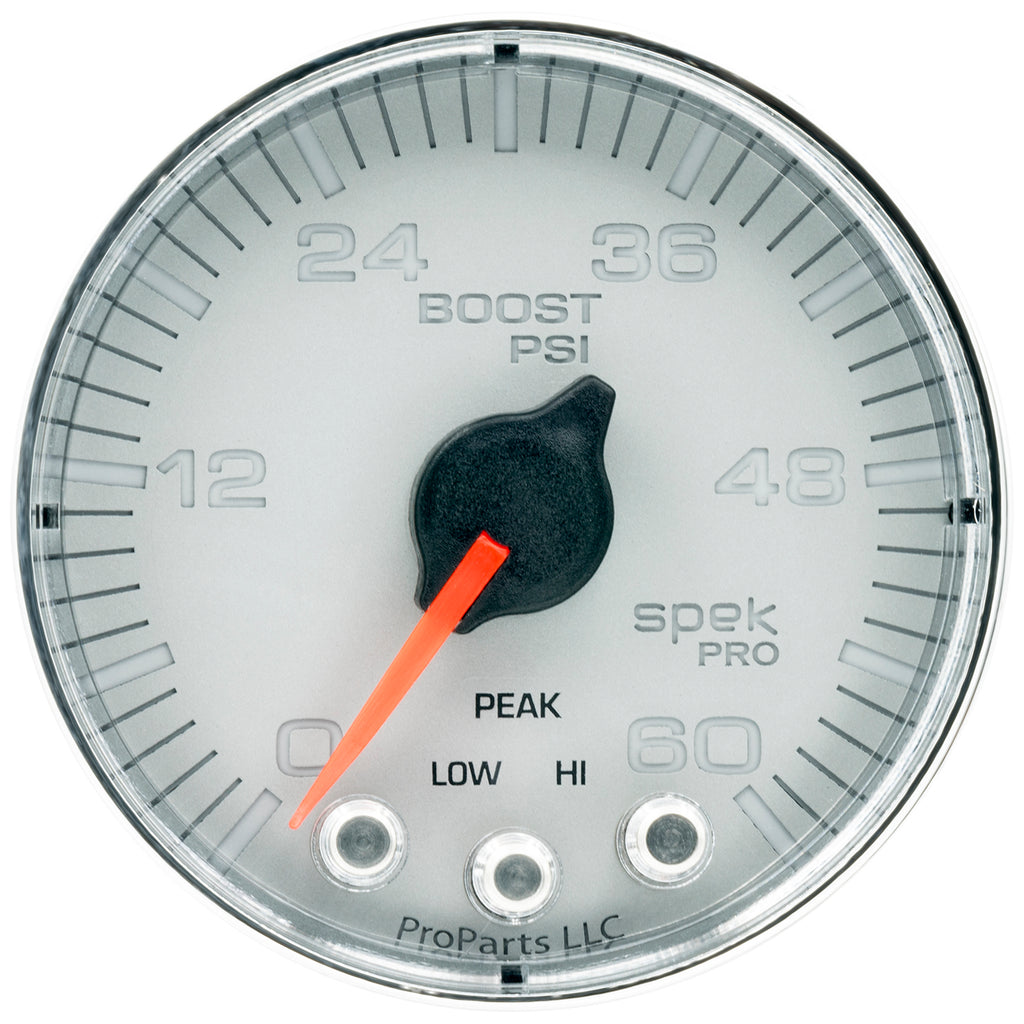 AutoMeter P304218 GAUGE, BOOST, 2 1/16", 60PSI, STEPPER MOTOR W/PEAK & WARN, SLVR/CHRM, SPEK-PRO