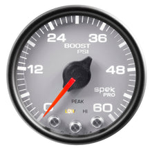 Load image into Gallery viewer, AutoMeter P30422 GAUGE, BOOST, 2 1/16", 60PSI, STEPPER MOTOR W/PEAK &amp; WARN, SLVR/BLK, SPEK-PRO