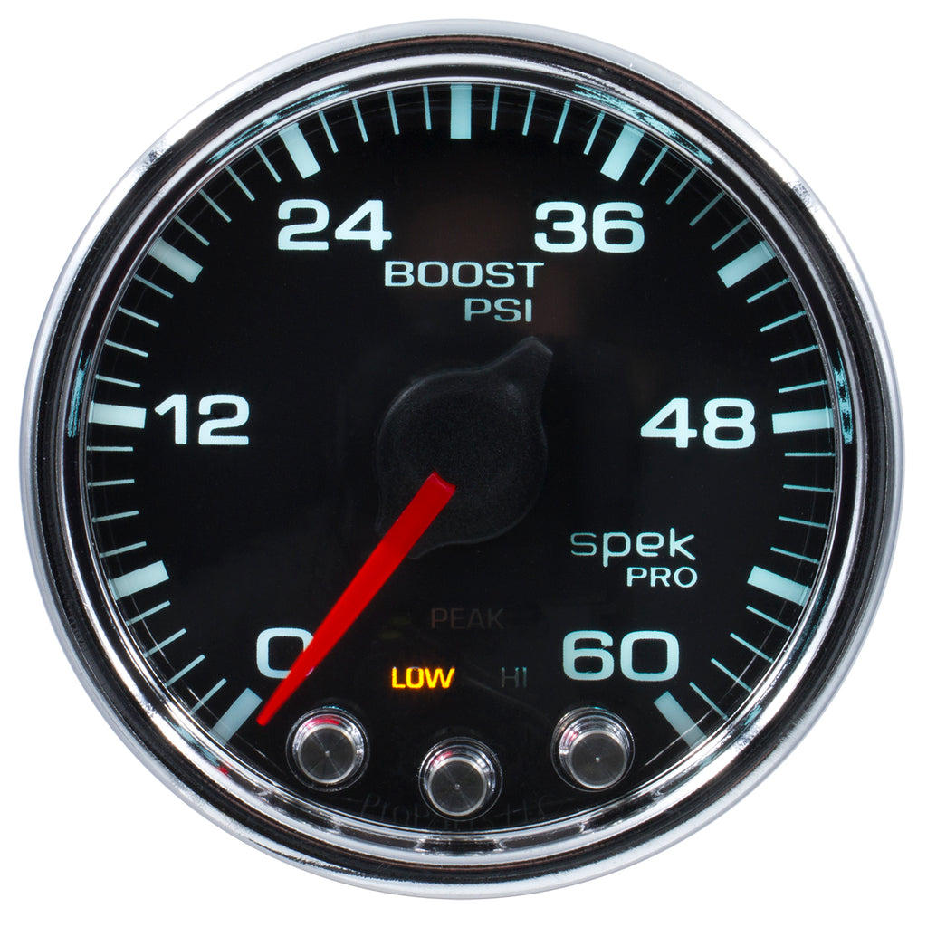 AutoMeter P30431 GAUGE, BOOST, 2 1/16", 60PSI, STEPPER MOTOR W/PEAK & WARN, BLK/CHRM, SPEK-PRO