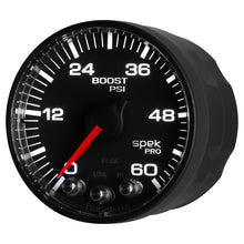 Load image into Gallery viewer, AutoMeter P304328 GAUGE, BOOST, 2 1/16", 60PSI, STEPPER MOTOR W/PEAK &amp; WARN, BLK/BLACK, SPEK-PRO