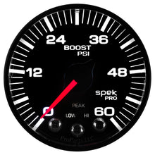 Load image into Gallery viewer, AutoMeter P304328 GAUGE, BOOST, 2 1/16", 60PSI, STEPPER MOTOR W/PEAK &amp; WARN, BLK/BLACK, SPEK-PRO
