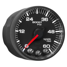 Load image into Gallery viewer, AutoMeter P304328 GAUGE, BOOST, 2 1/16", 60PSI, STEPPER MOTOR W/PEAK &amp; WARN, BLK/BLACK, SPEK-PRO