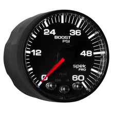 Load image into Gallery viewer, AutoMeter P304328 GAUGE, BOOST, 2 1/16", 60PSI, STEPPER MOTOR W/PEAK &amp; WARN, BLK/BLACK, SPEK-PRO