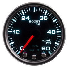 Load image into Gallery viewer, AutoMeter P30452 GAUGE, BOOST, 2 1/16", 60PSI, STEPPER MOTOR W/PEAK &amp; WARN, BLK/SMOKE/BLACK, SPEK
