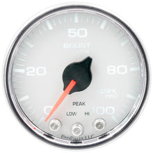 Load image into Gallery viewer, AutoMeter P30511 GAUGE, BOOST, 2 1/16", 100PSI, STEPPER MOTOR W/PEAK &amp; WARN, WHT/CHRM, SPEK-PRO