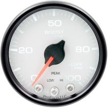 Load image into Gallery viewer, AutoMeter P30512 GAUGE, BOOST, 2 1/16", 100PSI, STEPPER MOTOR W/PEAK &amp; WARN, WHT/BLK, SPEK-PRO