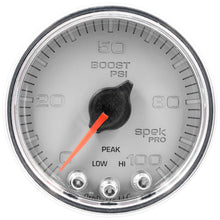 Load image into Gallery viewer, AutoMeter P30521 GAUGE, BOOST, 2 1/16", 100PSI, STEPPER MOTOR W/PEAK &amp; WARN, SLVR/CHRM, SPEK-PRO