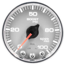 Load image into Gallery viewer, AutoMeter P30521 GAUGE, BOOST, 2 1/16", 100PSI, STEPPER MOTOR W/PEAK &amp; WARN, SLVR/CHRM, SPEK-PRO