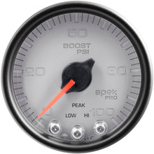 Load image into Gallery viewer, AutoMeter P30522 GAUGE, BOOST, 2 1/16", 100PSI, STEPPER MOTOR W/PEAK &amp; WARN, SLVR/BLK, SPEK-PRO
