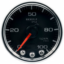 Load image into Gallery viewer, AutoMeter P30531 GAUGE, BOOST, 2 1/16", 100PSI, STEPPER MOTOR W/PEAK &amp; WARN, BLK/CHRM, SPEK-PRO