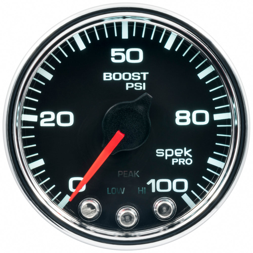 AutoMeter P30531 GAUGE, BOOST, 2 1/16", 100PSI, STEPPER MOTOR W/PEAK & WARN, BLK/CHRM, SPEK-PRO