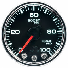 Load image into Gallery viewer, AutoMeter P30531 GAUGE, BOOST, 2 1/16", 100PSI, STEPPER MOTOR W/PEAK &amp; WARN, BLK/CHRM, SPEK-PRO
