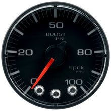 Load image into Gallery viewer, AutoMeter P305328 GAUGE, BOOST, 2 1/16", 100PSI, STEPPER MOTOR W/PEAK &amp; WARN, BLK/BLK, SPEK-PRO