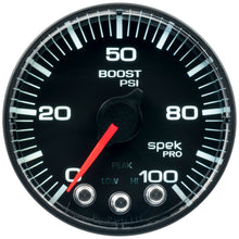 Load image into Gallery viewer, AutoMeter P305328 GAUGE, BOOST, 2 1/16", 100PSI, STEPPER MOTOR W/PEAK &amp; WARN, BLK/BLK, SPEK-PRO