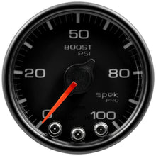 Load image into Gallery viewer, AutoMeter P30532 GAUGE, BOOST, 2 1/16", 100PSI, STEPPER MOTOR W/PEAK &amp; WARN, BLK/BLK, SPEK-PRO