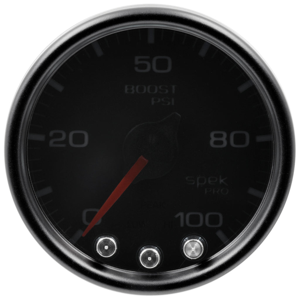 AutoMeter P30552 GAUGE, BOOST, 2 1/16", 100PSI, STEPPER MOTOR W/PEAK & WARN, BLK/SMOKE/BLK, SPEK