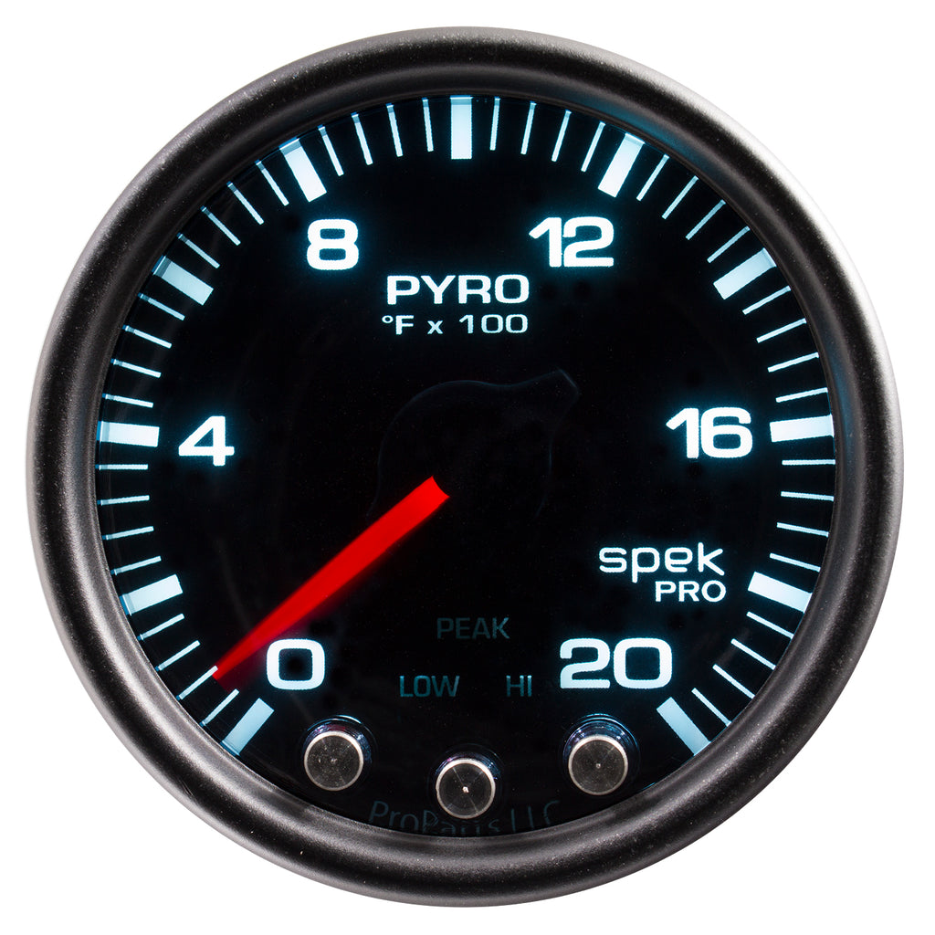 AutoMeter P31052 GAUGE, PYRO. (EGT), 2 1/16", 2000?F, STEPPER MOTOR W/PEAK & WRN, BK/SMK/BK, SPEK