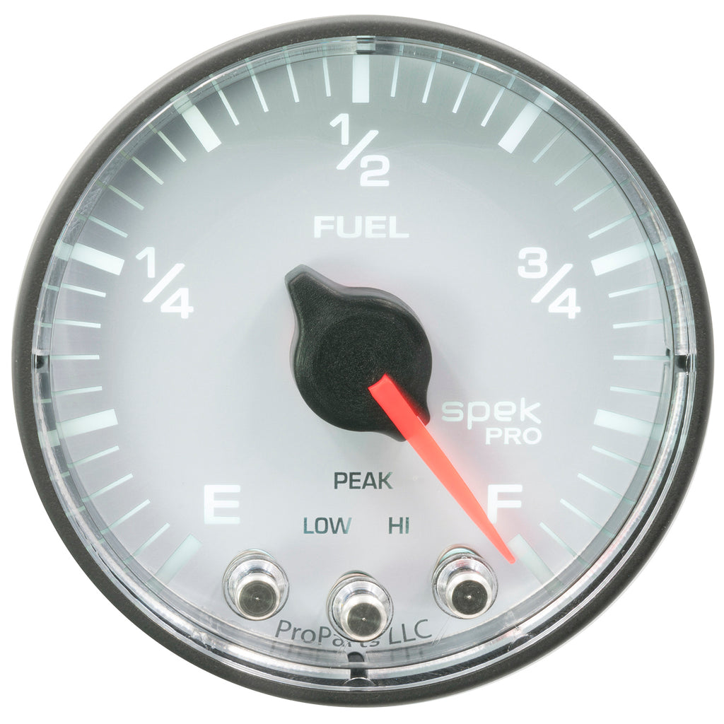 AutoMeter P312128 GAUGE, FUEL LEVEL, 2 1/16", 0-270O PROGRAMMABLE, WHT/BLK, SPEK-PRO