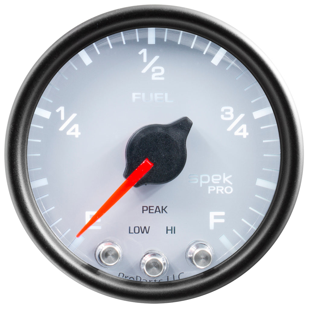AutoMeter P31212 GAUGE, FUEL LEVEL, 2 1/16", 0-270O PROGRAMMABLE, WHT/BLK, SPEK-PRO