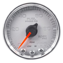 Load image into Gallery viewer, AutoMeter P31421 GAUGE, FUEL PRESS, 2 1/16", 100PSI, STEPPER MOTOR W/PEAK &amp; WARN, SLVR/CHRM, SPEK