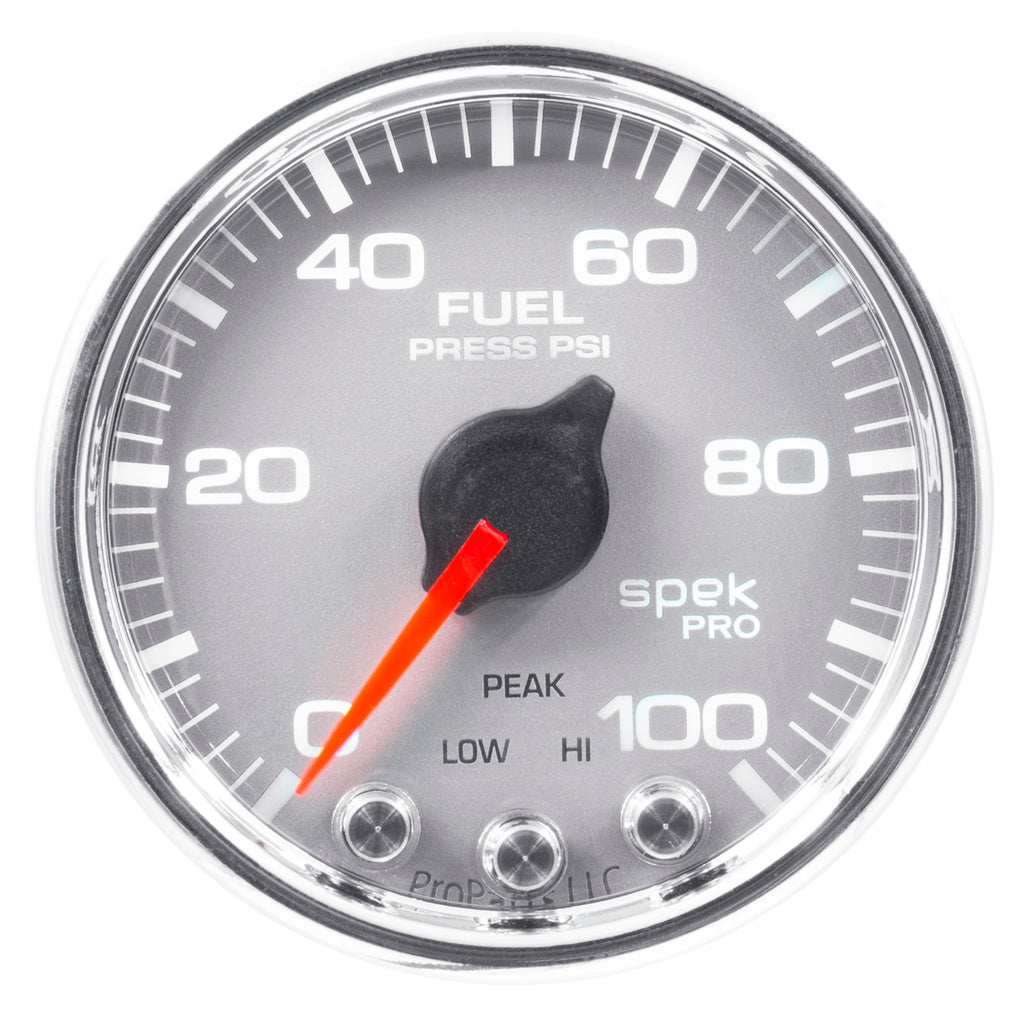 AutoMeter P31421 GAUGE, FUEL PRESS, 2 1/16", 100PSI, STEPPER MOTOR W/PEAK & WARN, SLVR/CHRM, SPEK