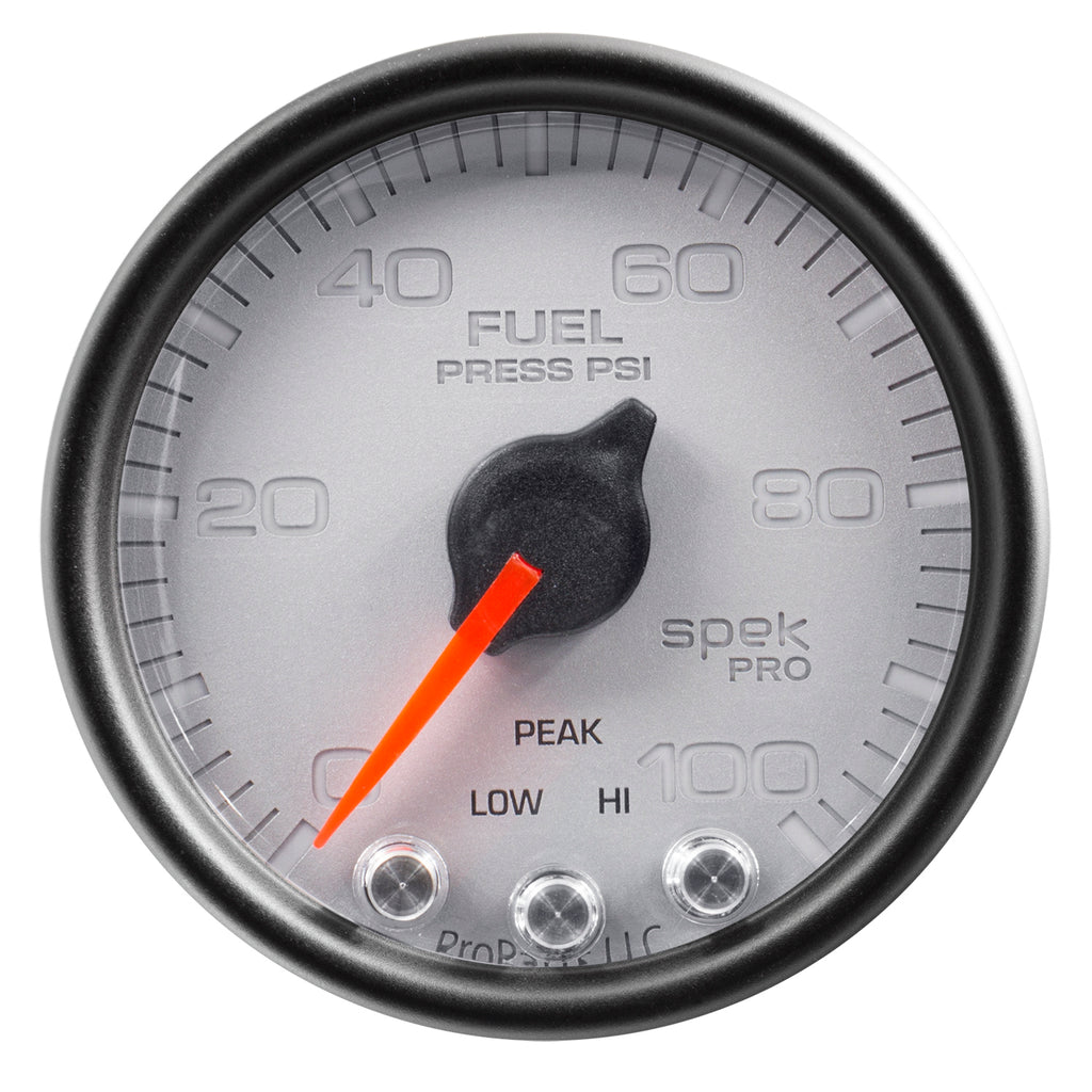 AutoMeter P31422 GAUGE, FUEL PRESS, 2 1/16", 100PSI, STEPPER MOTOR W/PEAK & WARN, SLVR/BLK, SPEK