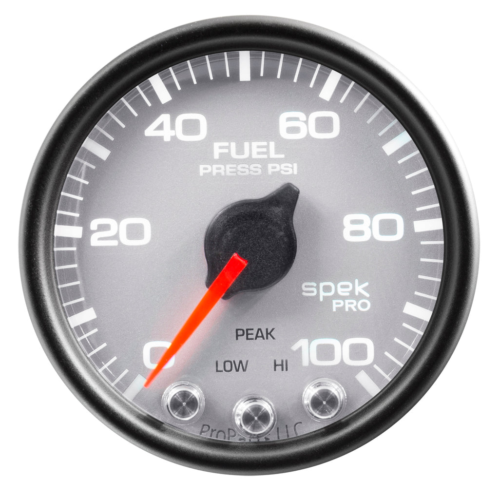 AutoMeter P31422 GAUGE, FUEL PRESS, 2 1/16", 100PSI, STEPPER MOTOR W/PEAK & WARN, SLVR/BLK, SPEK