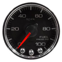 Load image into Gallery viewer, AutoMeter P31431 GAUGE, FUEL PRESS, 2 1/16", 100PSI, STEPPER MOTOR W/PEAK &amp; WARN, BLK/CHRM, SPEK