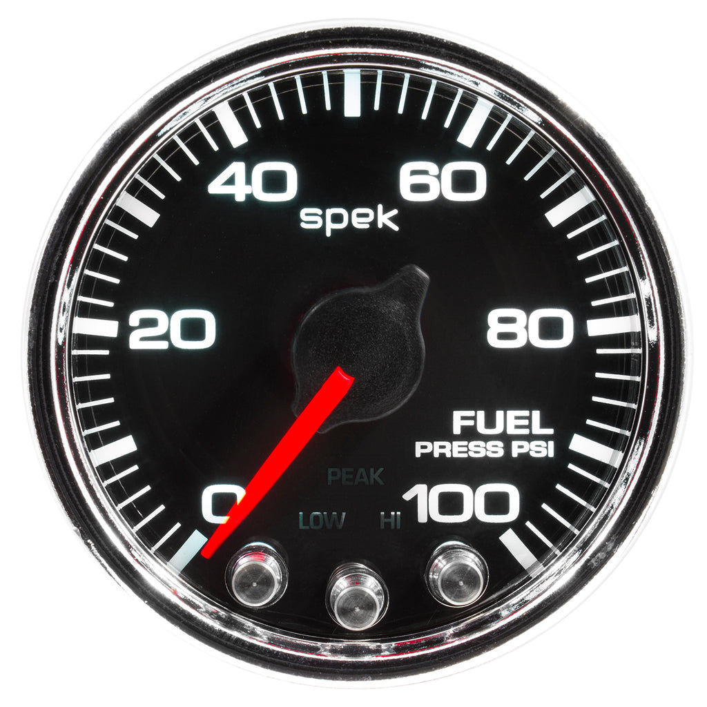 AutoMeter P31431 GAUGE, FUEL PRESS, 2 1/16", 100PSI, STEPPER MOTOR W/PEAK & WARN, BLK/CHRM, SPEK