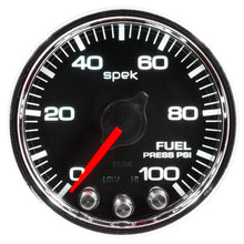 Load image into Gallery viewer, AutoMeter P31431 GAUGE, FUEL PRESS, 2 1/16", 100PSI, STEPPER MOTOR W/PEAK &amp; WARN, BLK/CHRM, SPEK