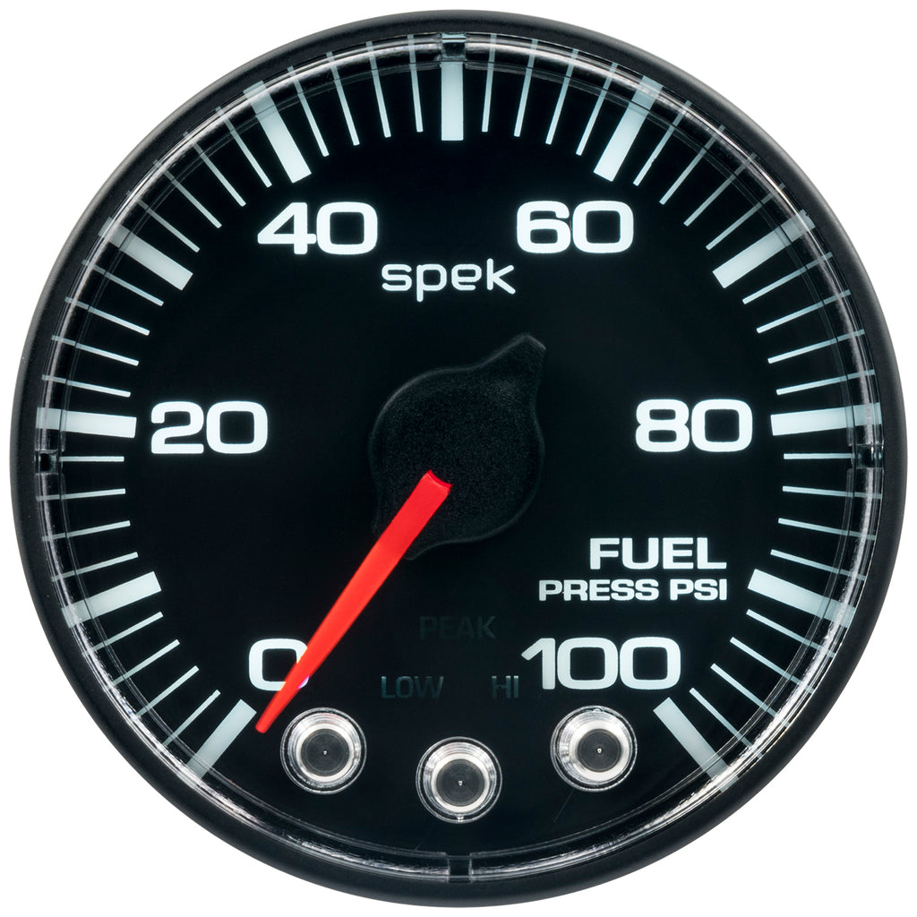 AutoMeter P314328 GAUGE, FUEL PRESS, 2 1/16", 100PSI, STEPPER MOTOR W/PEAK & WARN, BLK/BLK, SPEK